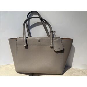 Tory Burch Saffiano Leather Parker Shoulder Tote Bag Taupe